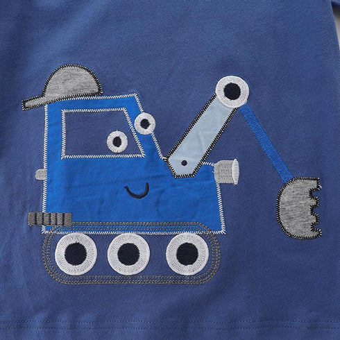 Summer boy excavator short sleeve suit